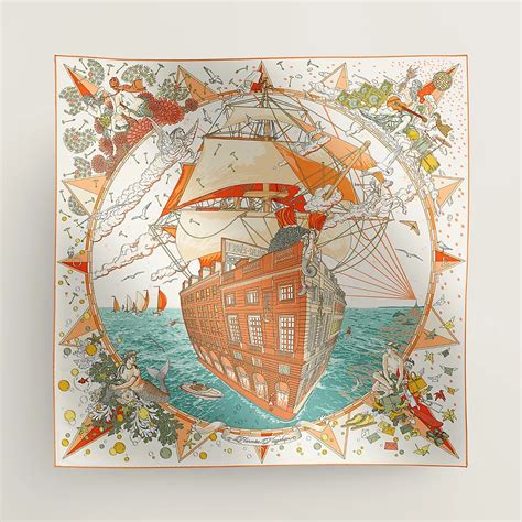 hermes scarf viking ships sea monster